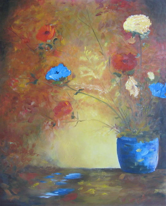 floral with blue